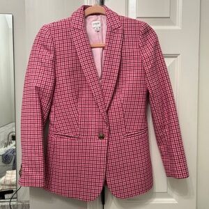 J Crew Pink Houndstooth Blazer